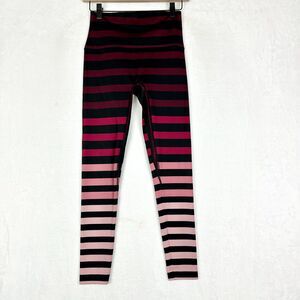K-Deer Sneaker Length Leggings Size Medium Stripe Ombre Maroon Pink Athletic